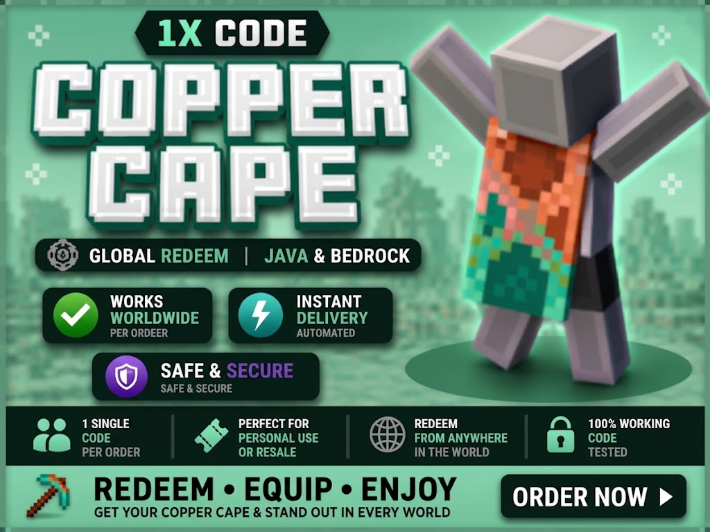 Minecraft Copper Cape Codes 2026 | Global Redeem | Java & Bedrock